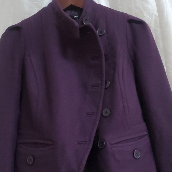 BEBE WOOL PURPLE CROPPED JACKET XS - Picture 2 of 11